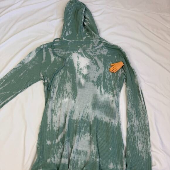 Y2K Butterfly Dropout Hooded Top Hoodie Small Fairycore Vtg Burnout Thermal - Picture 12 of 13